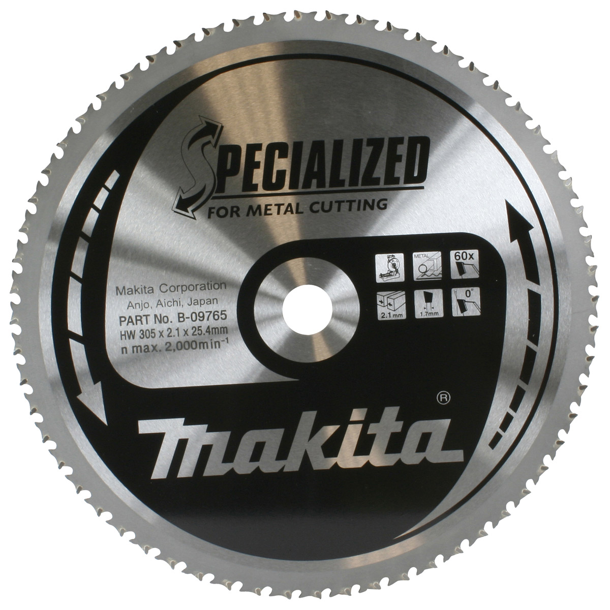 Lame de scie pour le métal Makita; 305x1,7x25,4 mm; Z60; -5°