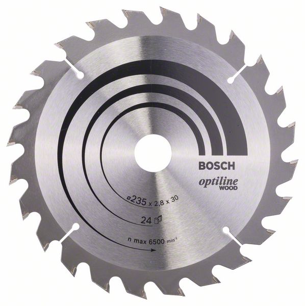 Lame de scie Bosch OPTILINE WOOD; 235x2,8x30,0 mm; Z24; 15°
