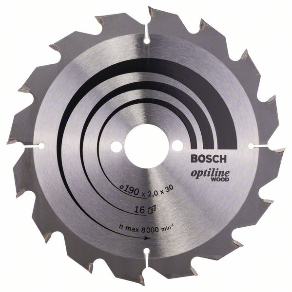 Lame de scie Bosch OPTILINE WOOD; 190x2x30,0 mm; Z16; 15°