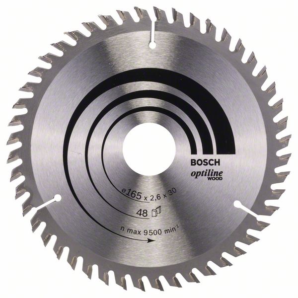 Lame de scie Bosch OPTILINE WOOD; 165x2,6x30,0 mm; Z48; 15°