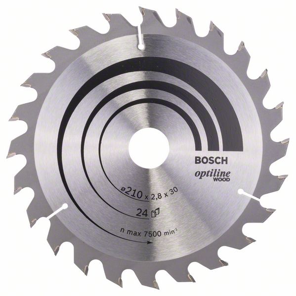 Lame de scie Bosch OPTILINE WOOD; 210x2,8x30,0 mm; Z24; 15°