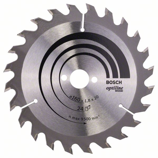 Lame de scie Bosch OPTILINE WOOD; 160x1,8x20,0 mm; Z24; 15°