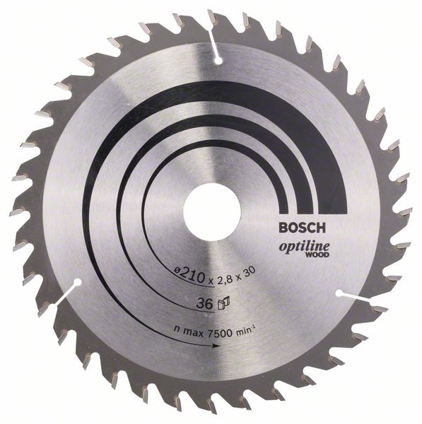 Lame de scie Bosch OPTILINE WOOD; 210x2,8x30,0 mm; Z36; 15°