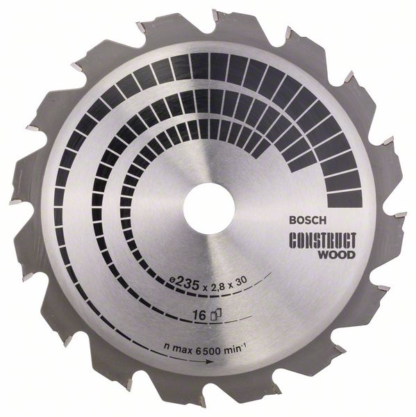 Lame de scie Bosch CONSTRUCT WOOD; 235x2,8x30,0 mm; Z16; 15°