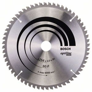 Lame de scie Bosch OPTILINE WOOD; 254x2x30,0 mm; Z60; -5°