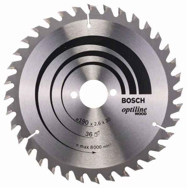 Lame de scie Bosch OPTILINE WOOD; 190x2,6x30,0 mm; Z36; 15°