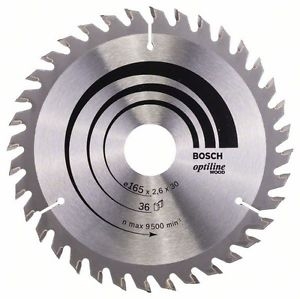 Lame de scie Bosch OPTILINE WOOD; 165x2,6x30,0 mm; Z36; 15°