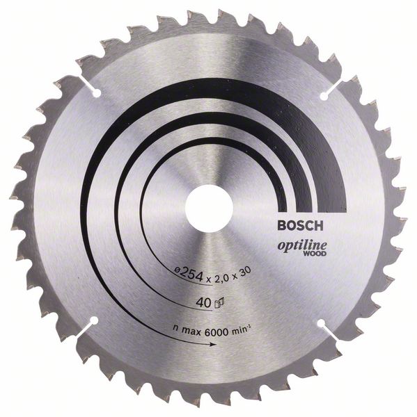 Lame de scie Bosch OPTILINE WOOD; 254x2x30,0 mm; Z40; -5°