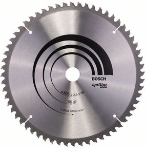Lame de scie Bosch OPTILINE WOOD; 305x2,5x30,0 mm; Z60; -5°