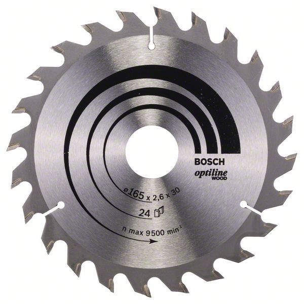 Lame de scie Bosch OPTILINE WOOD; 165x2,6x30,0 mm; Z24; 15°