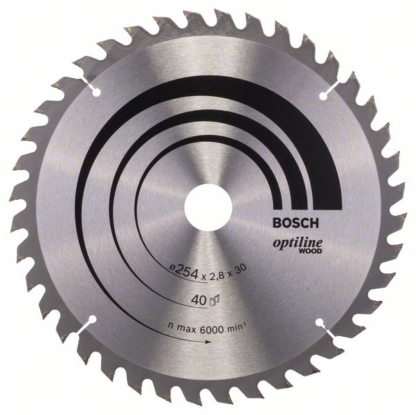 Lame de scie Bosch OPTILINE WOOD; 254x2,8x30,0 mm; Z40; -5°