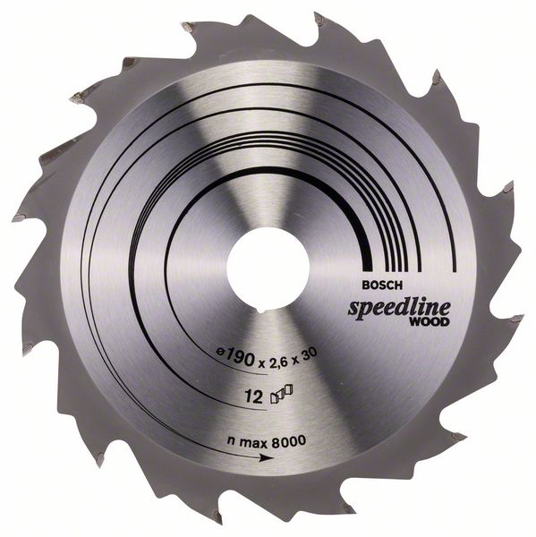 Lame de scie Bosch SPEEDLINE WOOD; 190x2,6x30,0 mm; Z12; 15°