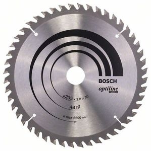 Lame de scie Bosch OPTILINE WOOD; 235x2,8x30,0 mm; Z48; 15°