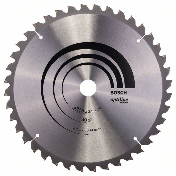 Lame de scie Bosch OPTILINE WOOD; 305x2,5x30,0 mm; Z40; 10°