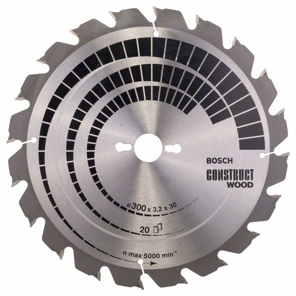 Lame de scie Bosch CONSTRUCT WOOD; 300x3,2x30,0 mm; Z20; 15°