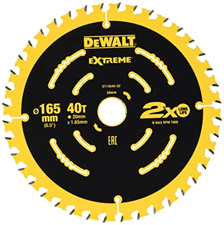 Lame de scie DeWalt; 165x1,65x20,0 mm; Z40; 18°