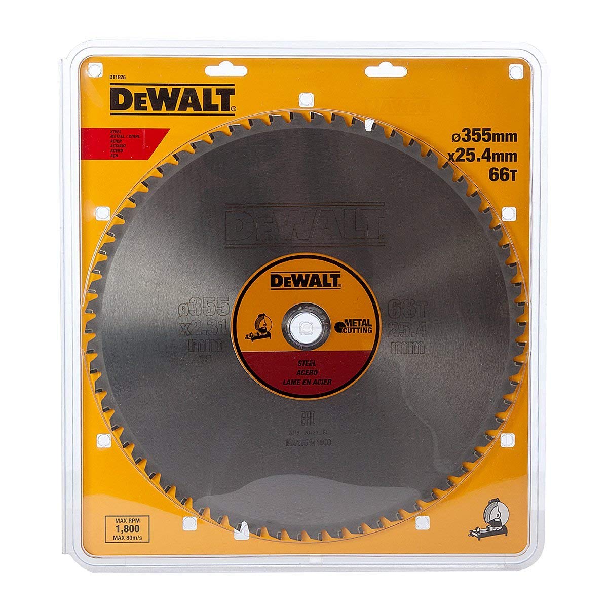Lame de scie pour le métal DeWalt; 355x2,31x25,4 mm; Z66; 1,5°