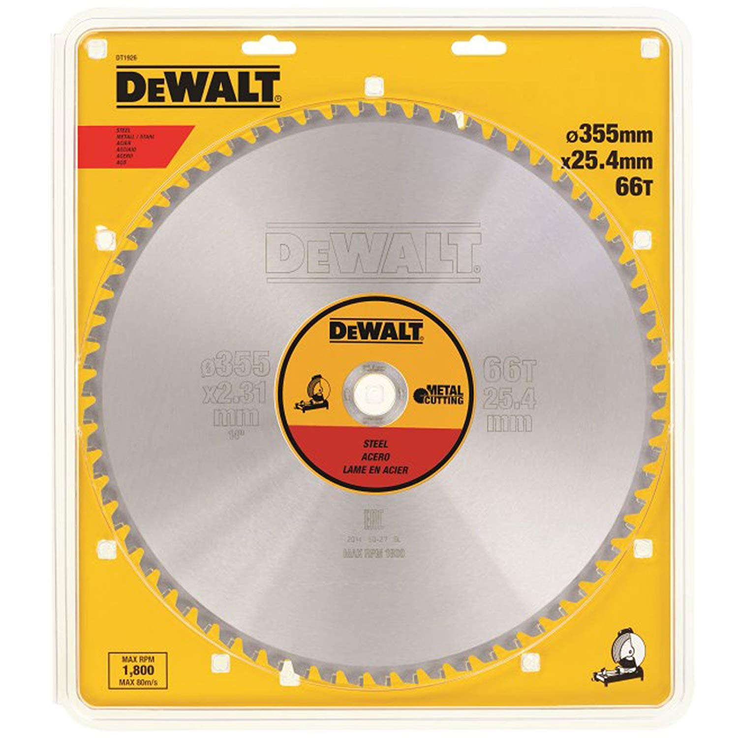 Lame de scie pour le métal DeWalt; 355x2,31x25,4 mm; Z90; 1,5°
