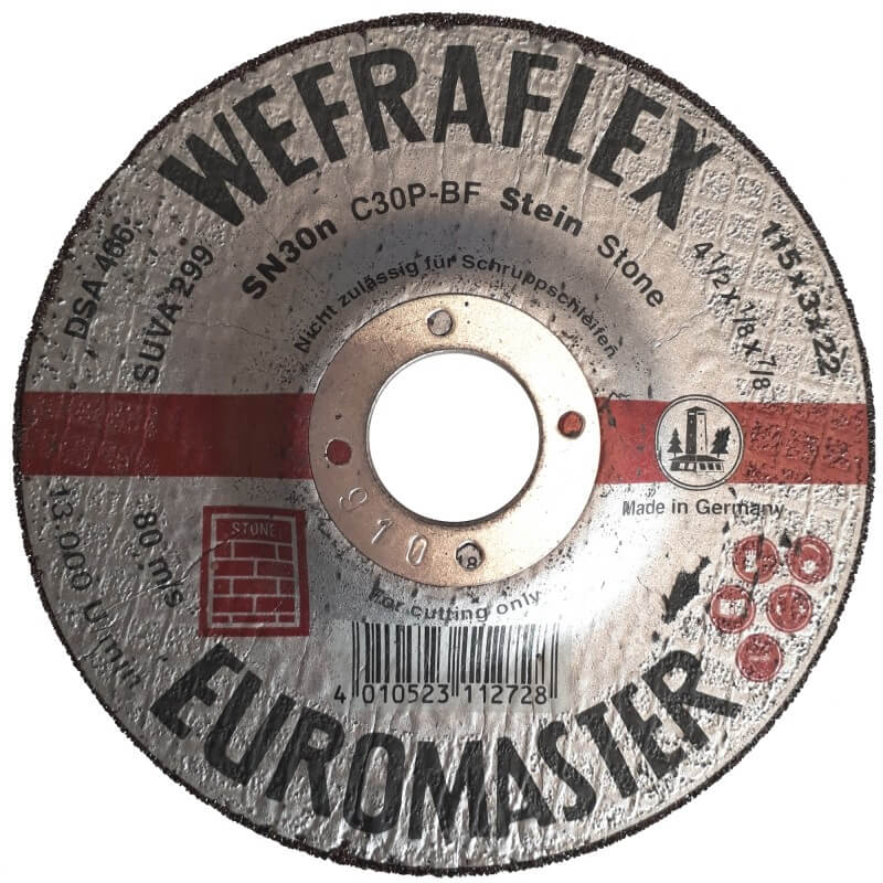 Disque abrasif Wefra; 115x3x22 mm pour la pierre