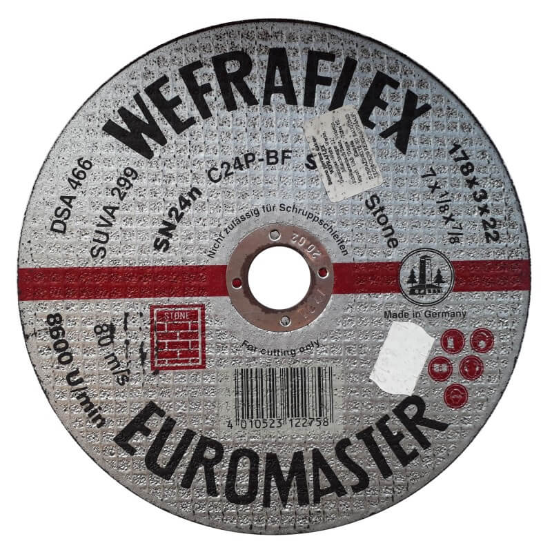 Disque abrasif Wefra; 178x3x22 mm pour la pierre