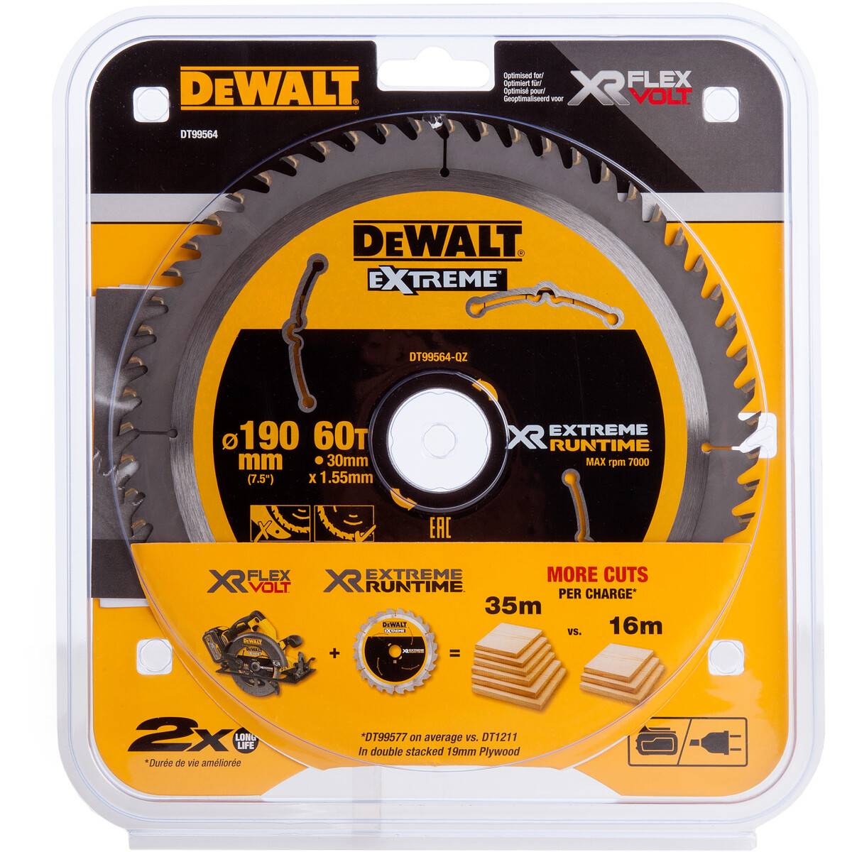 Lame de scie DeWalt XR Extreme; 190x1,55x30 mm; Z60