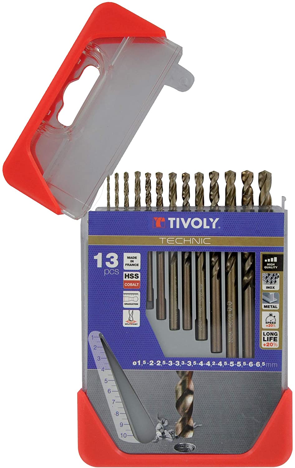 Jeu de forets pour le métal Tivoly CLIPSTER PRO; HSCOB; 1,5-6,5 mm; 13 unités