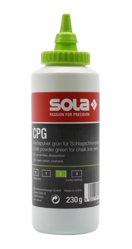 Recharge de craie de marquage pour ligne de craie / ruban à mesurer Sola CPG; 230 g; vert