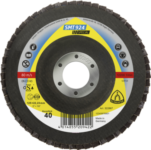 Meule-éventail Klingspor 322868; 125x22,23 mm; G60; 10 unités