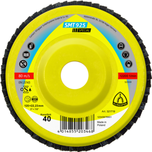Meule-éventail Klingspor 321678; 125x22,23 mm; G80; 10 unités
