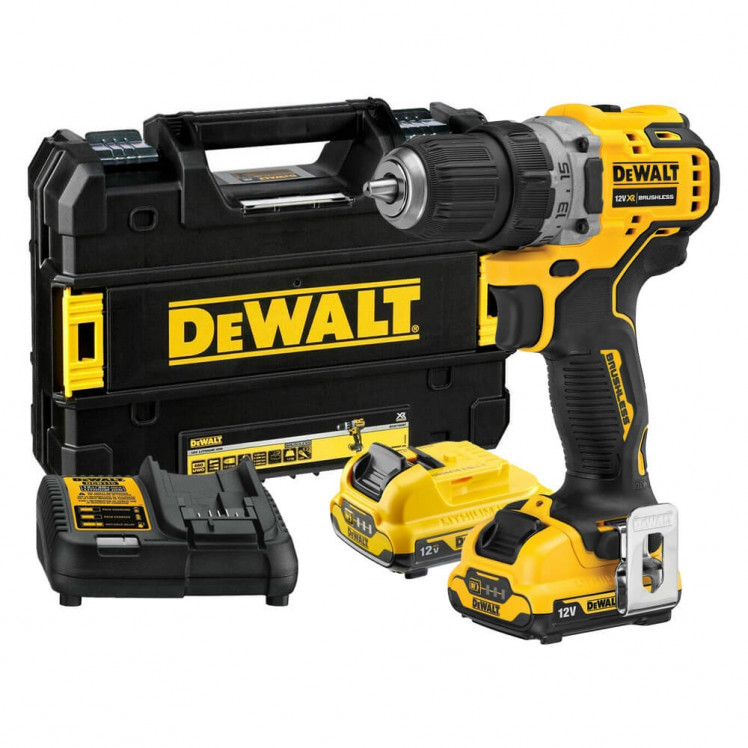 Perceuse à percussion sans fil DeWalt DCD706D2-QW; 12 V; 2x2,0 Ah accu.