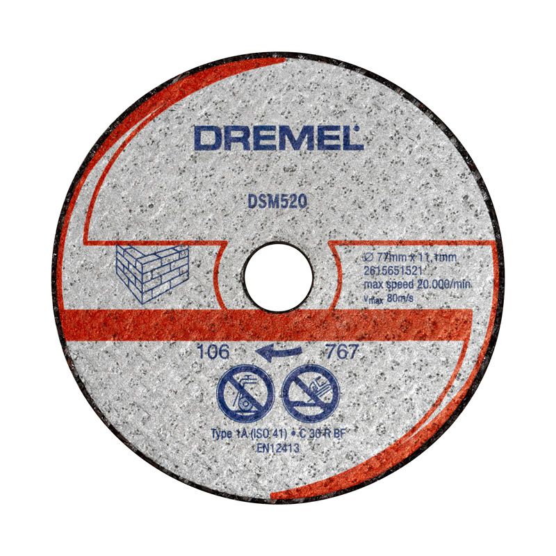 Roue de coupe en maçonnerie Dremel 2615S520JB; 77 mm