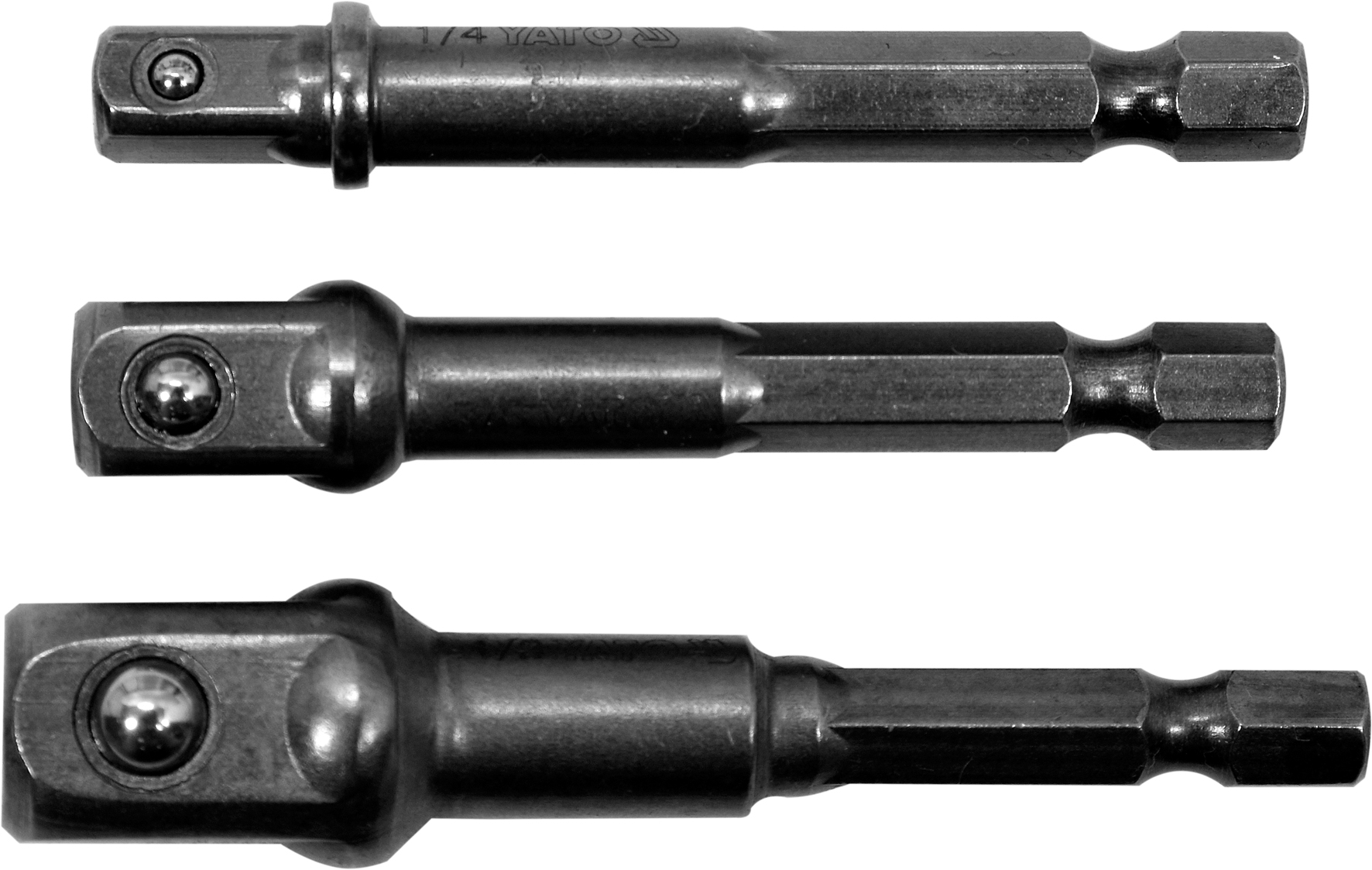 Jeu d'adaptateurs Yato YT-04685; HEX 1/4'', 3/8'', 1/2''