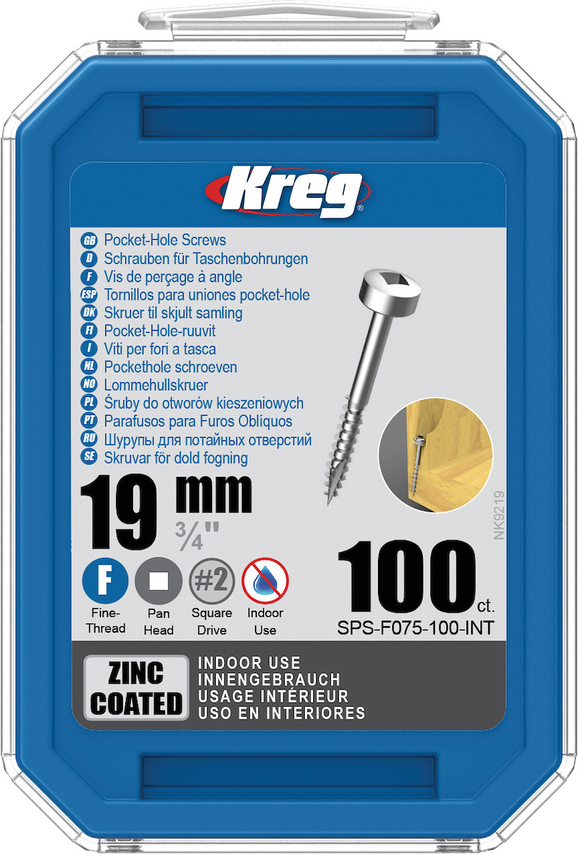 Vis à bois Kreg SPS-F075; 3/4''; 19 mm; 100 unités