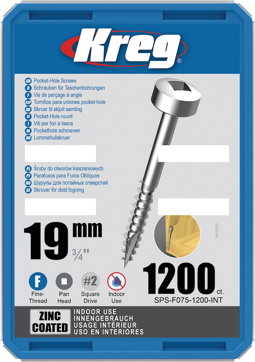 Vis à bois Kreg SPS-F075; 3/4''; 19 mm; 1200 unités