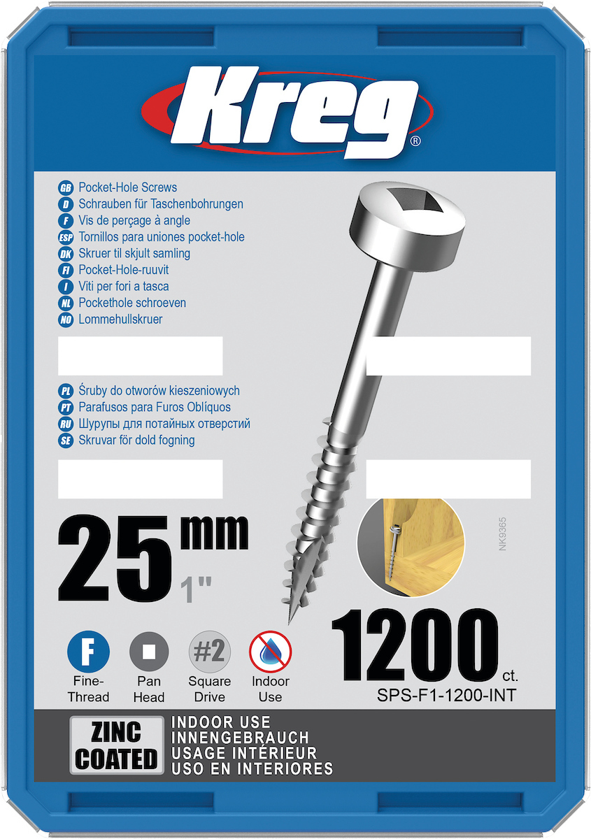 Vis à bois Kreg SPS-F1; Pan Head; 1''; 25 mm; 1200 pcs.; fil fin