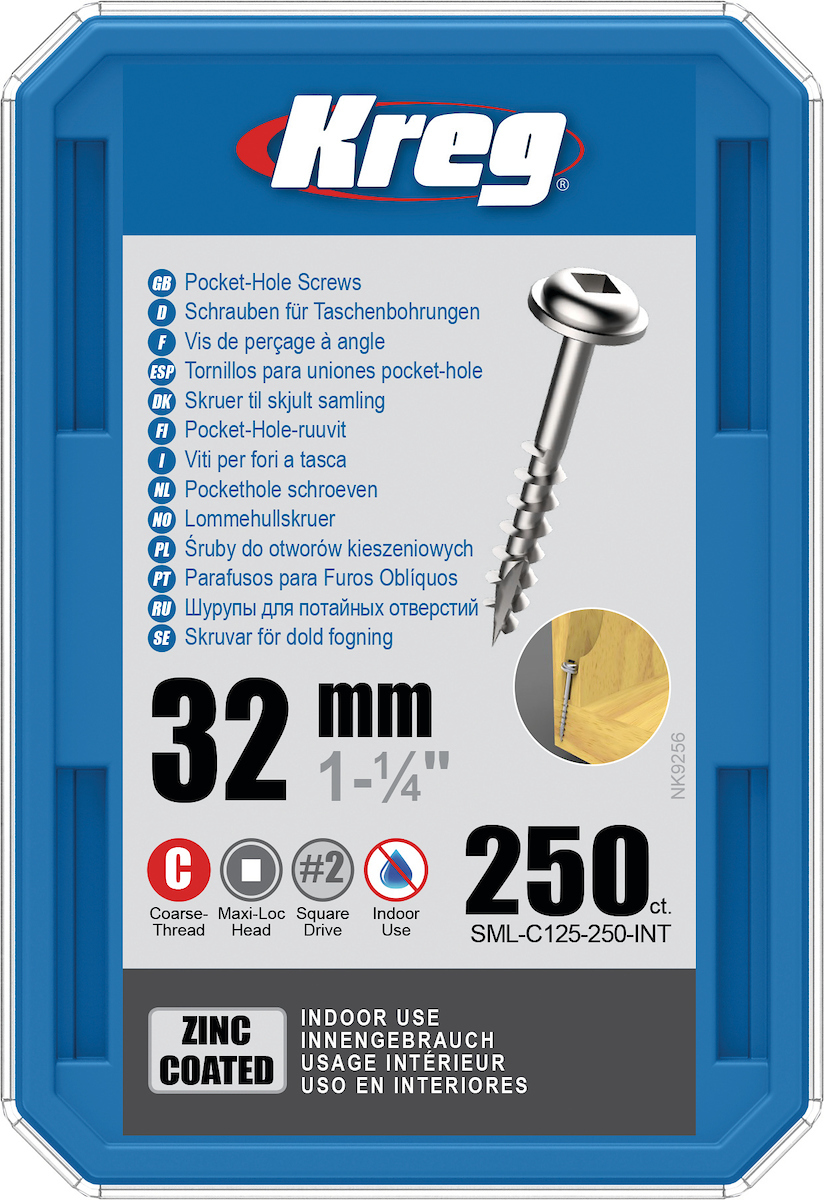 Vis à bois Kreg SML-C125; Maxi-Loc; 1,25''; 32 mm; 250 pcs.; gros fil