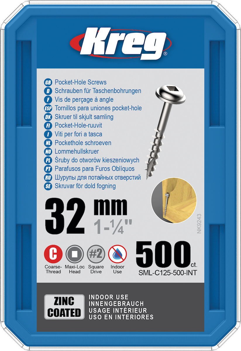 Vis à bois Kreg SML-C125; Maxi-Loc; 1,25''; 32 mm; 500 pcs.; gros fil