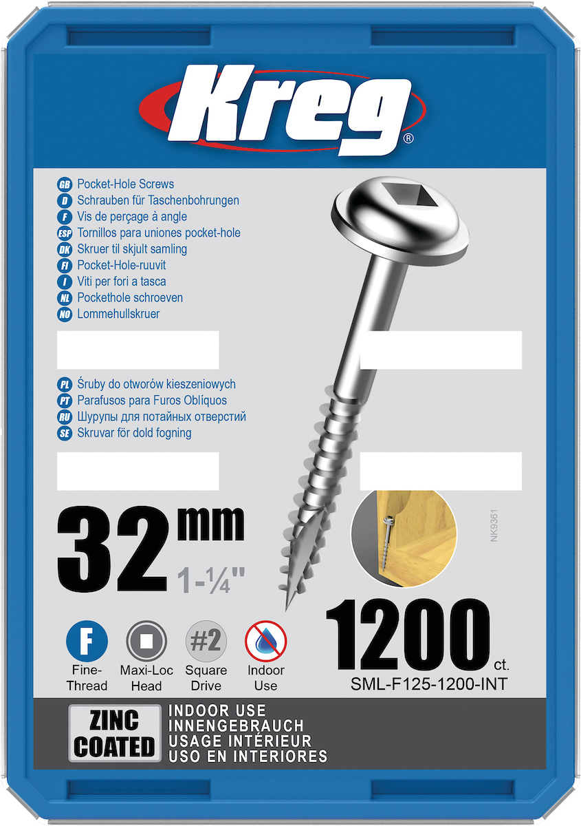 Vis à bois Kreg SML-F125; Maxi-Loc; 1,25''; 32 mm; 1200 pcs.; fil fin
