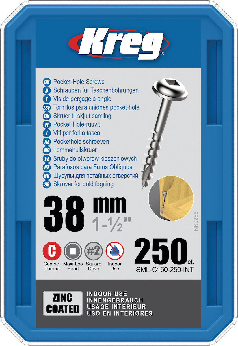 Vis à bois Kreg SML-C150; Maxi-Loc; 1,50''; 38 mm; 250 pcs.; gros fil