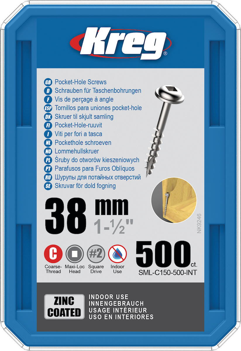 Vis à bois Kreg SML-C150; Maxi-Loc; 1,50''; 38 mm; 500 pcs.; gros fil