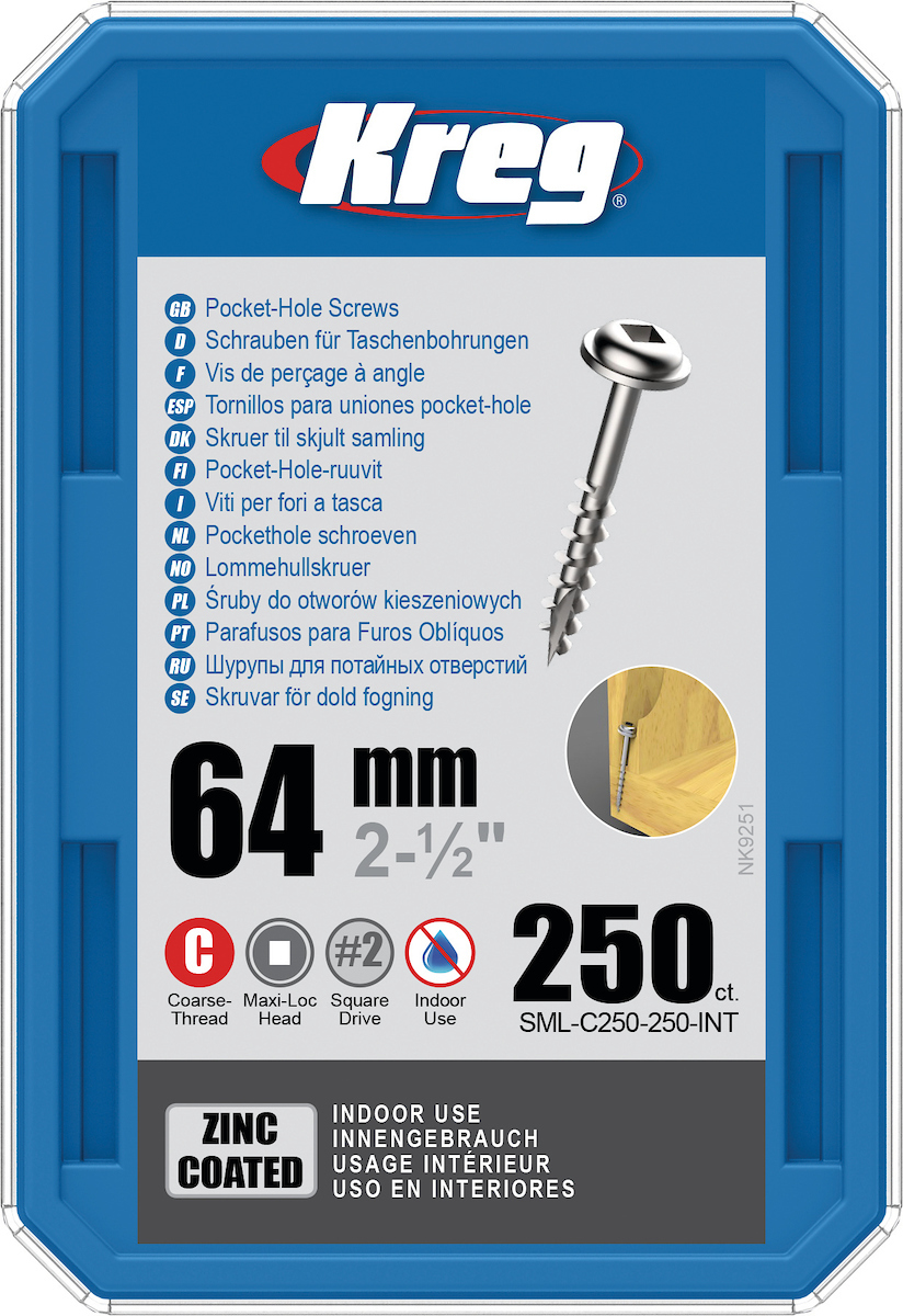 Vis à bois Kreg SML-C250; Maxi-Loc; 2,50''; 64 mm; 250 pcs.; gros fil