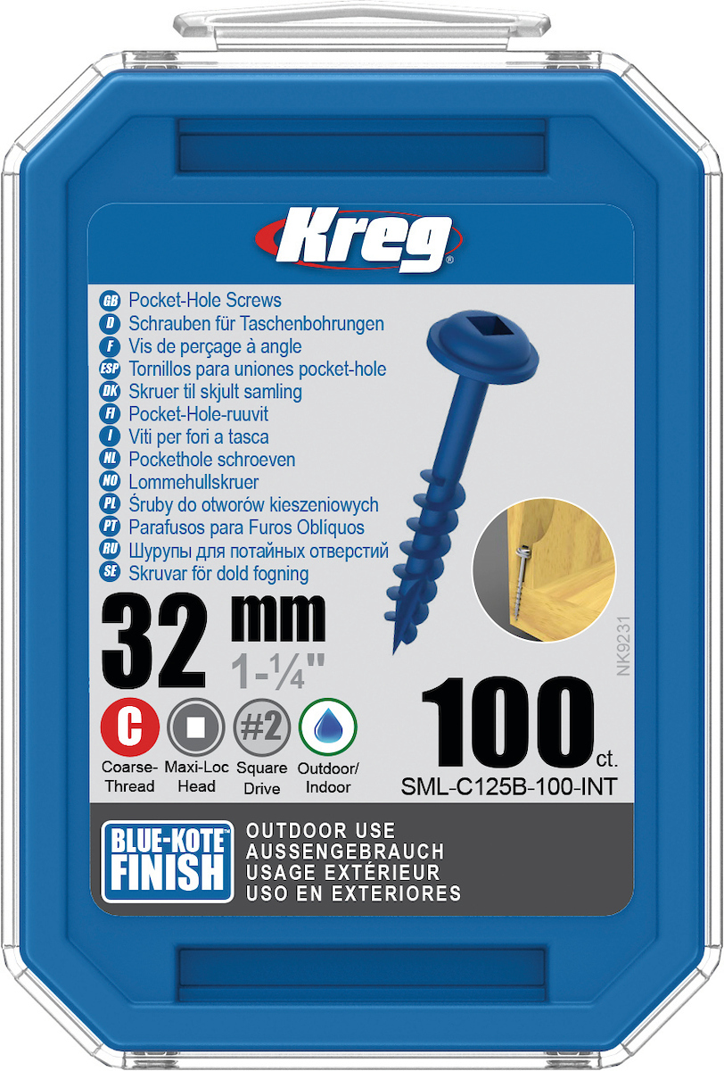 Vis à bois Kreg SML-C125B; Maxi-Loc; 1,25''; 32 mm; 100 pcs.; bleu