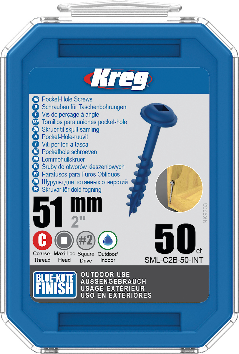 Vis à bois Kreg SML-C2B; Maxi-Loc; 2,00''; 51 mm; 50 pcs.; bleu