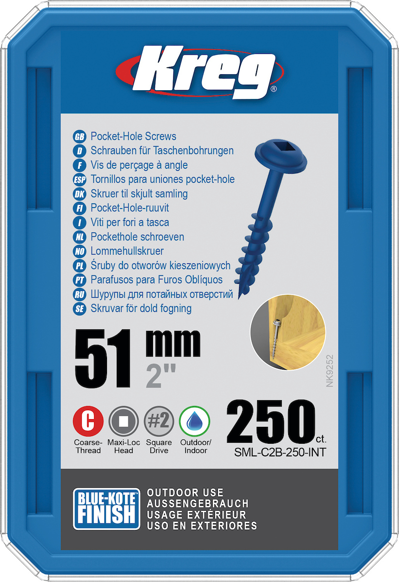 Vis à bois Kreg SML-C2B; Maxi-Loc; 2,00''; 51 mm; 250 pcs.; bleu