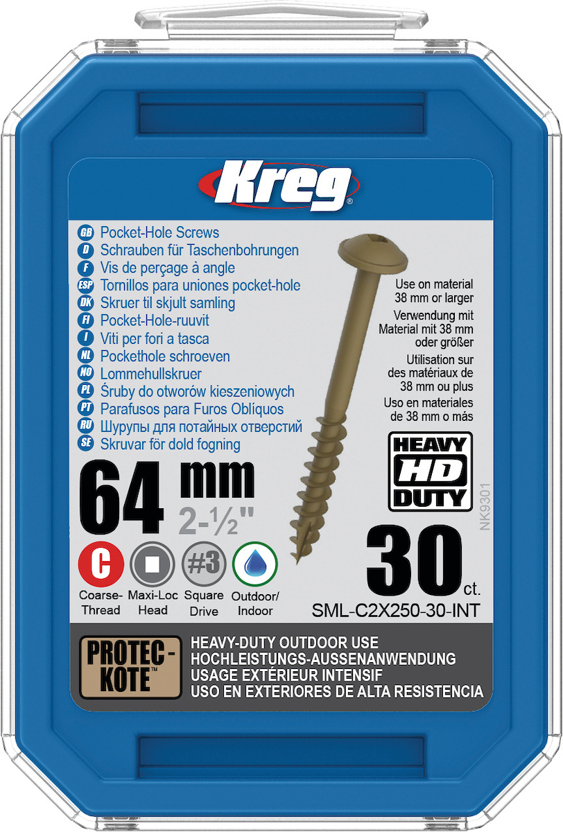 Vis à bois Kreg SML-C2X250; Maxi-Loc; 2,50''; 64 mm; 30 unités