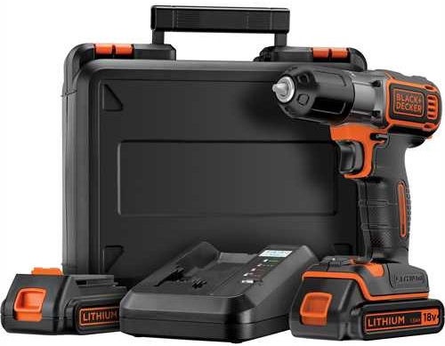 Perceuse Black & Decker ASD18KB-QW; 18 V; 2x1,5 Ah accu.