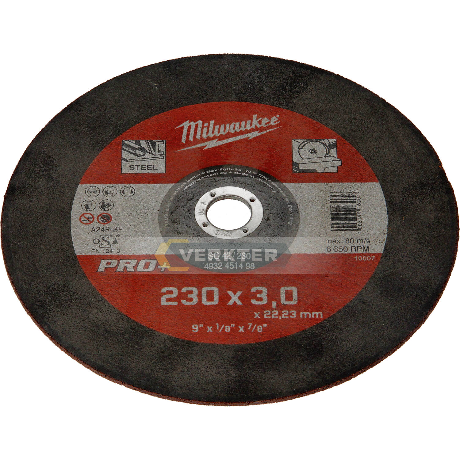 Disque abrasif Milwaukee PRO+ 4932451498; 230x3 mm; pour le métal