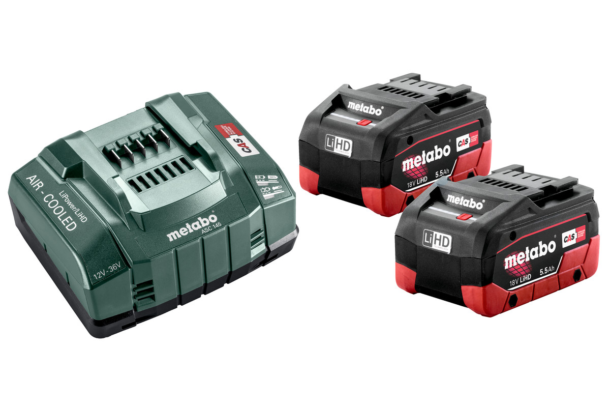 Batterie Metabo; 18 V; 2x5,5 Ah + Chargeur ASC 145