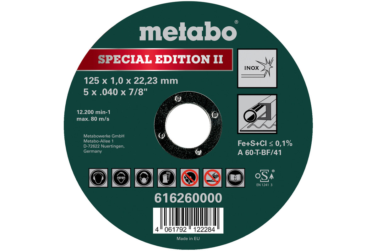 Disque abrasif Metabo Special Edition II; 125x1 mm; pour le métal