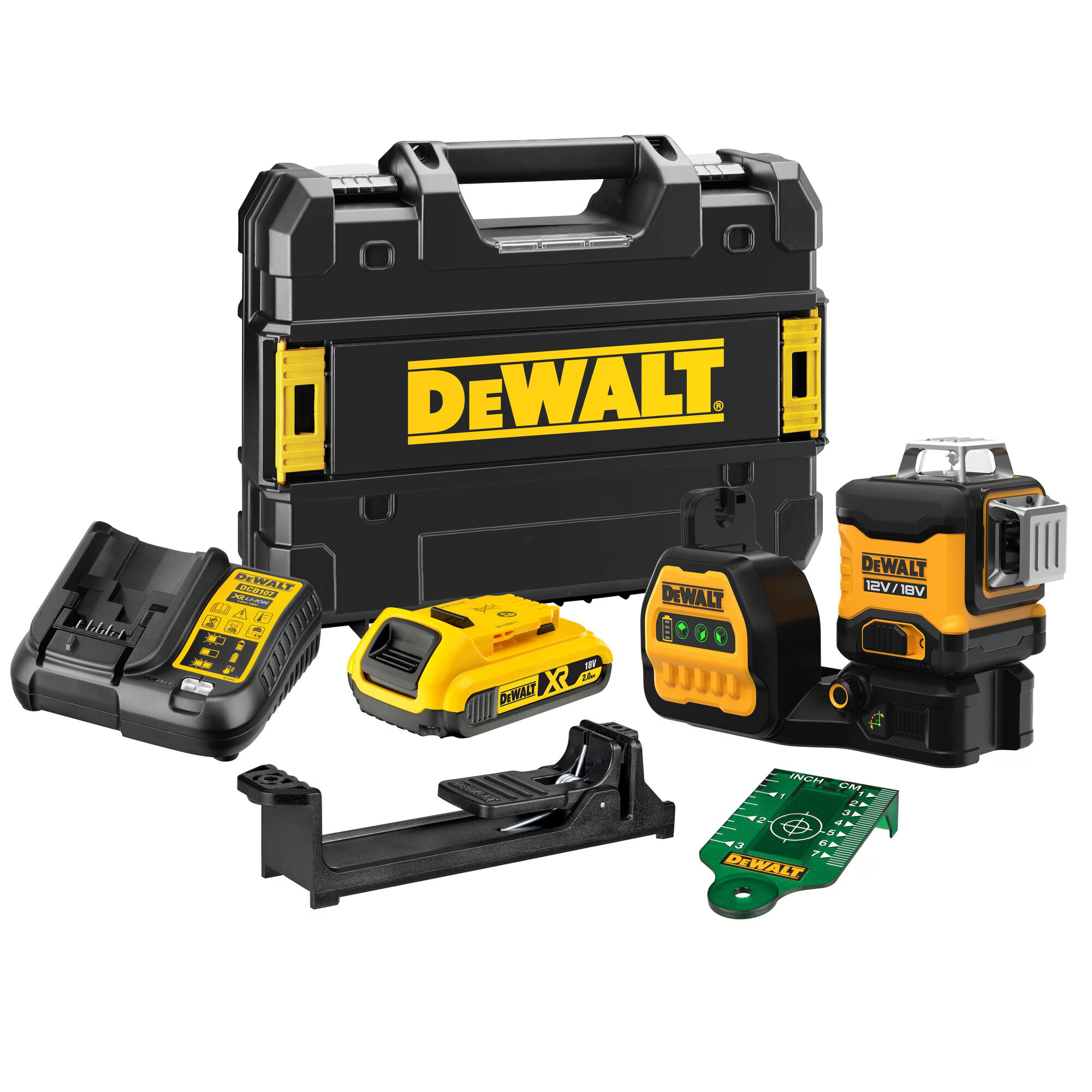 Niveau laser de ligne transversale DeWalt XR DCE089D1G18; 18 V; 1x2,0 Ah accu.